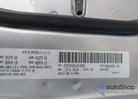 2018 Dodge Charger Sxt Plus Rwd из США, поврежденный, VIN 2C3CDXHG9JH215809